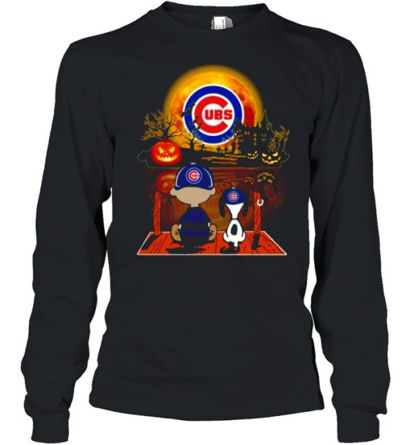 Snoopy and Charlie Brown Pumpkin Chicago Cubs Halloween Moon shirt