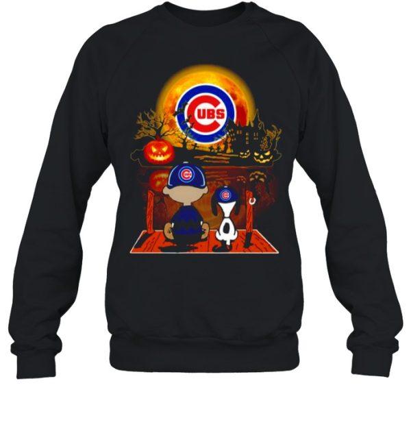 Snoopy and Charlie Brown Pumpkin Chicago Cubs Halloween Moon shirt