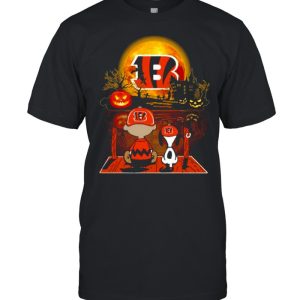 Snoopy and Charlie Brown Pumpkin Cincinnati Bengals Halloween Moon shirt 1