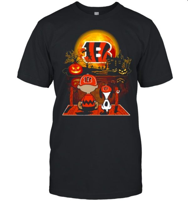 Snoopy and Charlie Brown Pumpkin Cincinnati Bengals Halloween Moon shirt