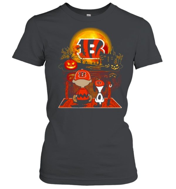 Snoopy and Charlie Brown Pumpkin Cincinnati Bengals Halloween Moon shirt