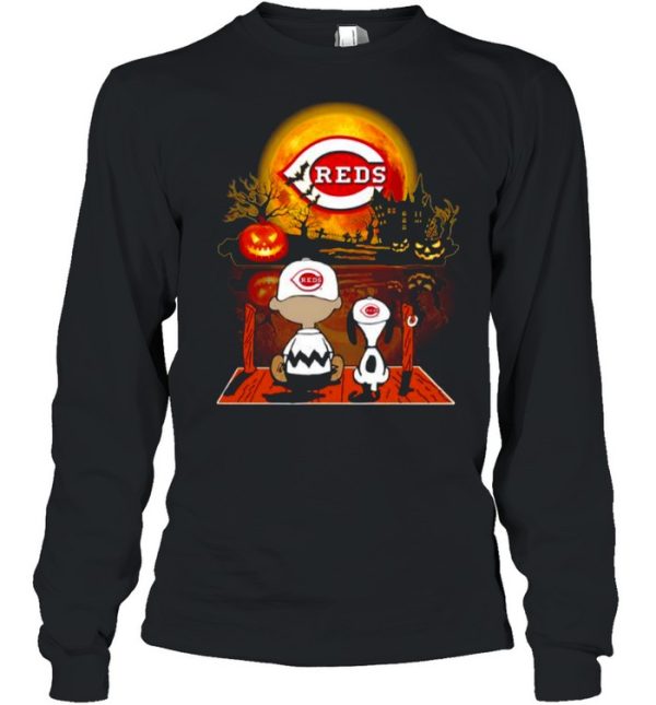 Snoopy and Charlie Brown Pumpkin Cincinnati Reds Halloween Moon shirt