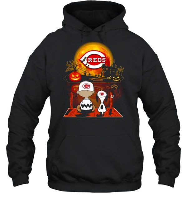 Snoopy and Charlie Brown Pumpkin Cincinnati Reds Halloween Moon shirt