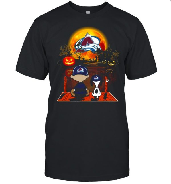 Snoopy and Charlie Brown Pumpkin Colorado Avalanche Halloween Moon shirt