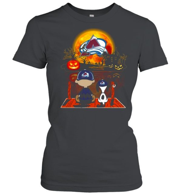 Snoopy and Charlie Brown Pumpkin Colorado Avalanche Halloween Moon shirt