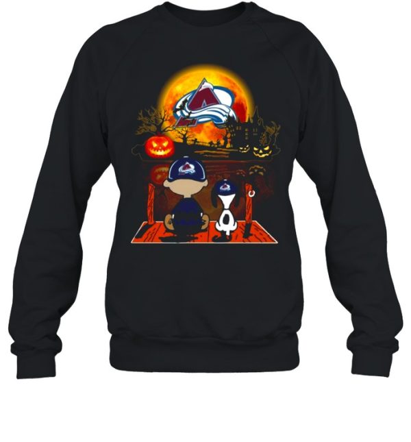 Snoopy and Charlie Brown Pumpkin Colorado Avalanche Halloween Moon shirt