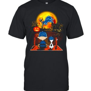 Snoopy and Charlie Brown Pumpkin Detroit Lions Halloween Moon shirt 1