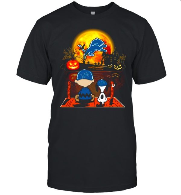 Snoopy and Charlie Brown Pumpkin Detroit Lions Halloween Moon shirt