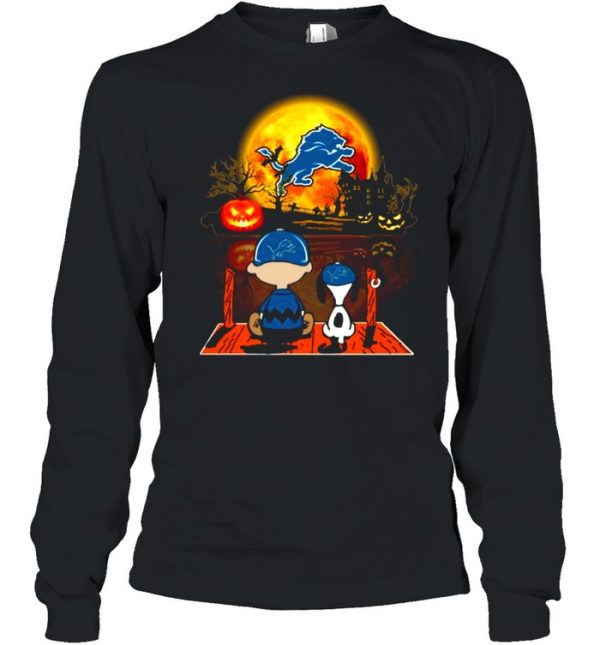 Snoopy and Charlie Brown Pumpkin Detroit Lions Halloween Moon shirt