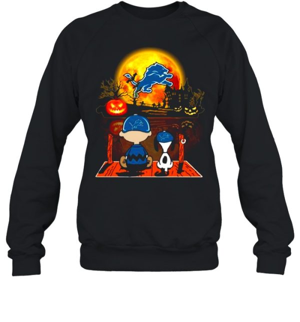 Snoopy and Charlie Brown Pumpkin Detroit Lions Halloween Moon shirt