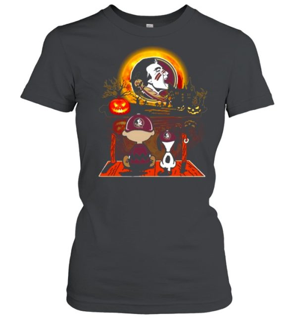 Snoopy and Charlie Brown Pumpkin Florida State Seminoles Halloween Moon shirt