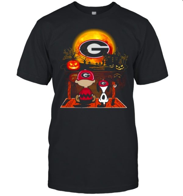 Snoopy and Charlie Brown Pumpkin Georgia Bulldogs Seminoles Halloween Moon shirt