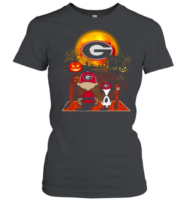 Snoopy and Charlie Brown Pumpkin Georgia Bulldogs Seminoles Halloween Moon shirt