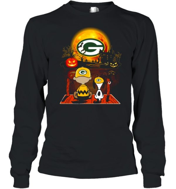 Snoopy and Charlie Brown Pumpkin Green Bay Packers Halloween Moon shirt