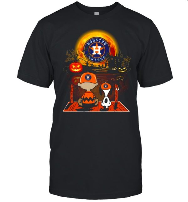 Snoopy and Charlie Brown Pumpkin Houston Astros Halloween Moon shirt