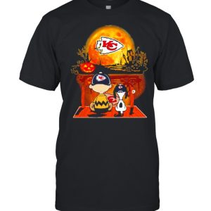 Snoopy and Charlie Brown Pumpkin Kansas City Chiefs Halloween Moon shirt 1