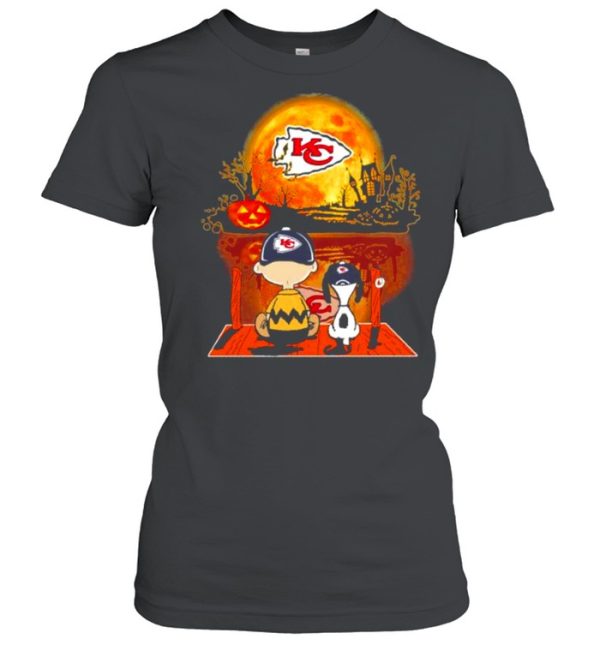 Snoopy and Charlie Brown Pumpkin Kansas City Chiefs Halloween Moon shirt