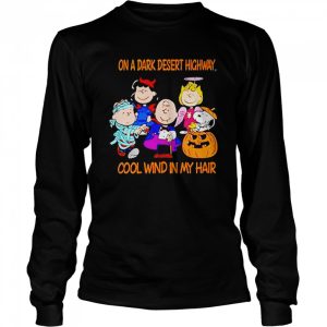 Snoopy peanut jeep on a dark desert highway cool wind in my hair snoopy Halloween shirt 3