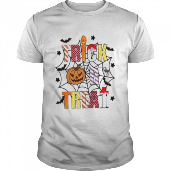 Spider Web Halloween Trick Or Treat Illustration shirt