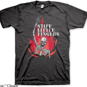 Stiff Little Fingers T-Shirt Skeleton Flame Rock Band