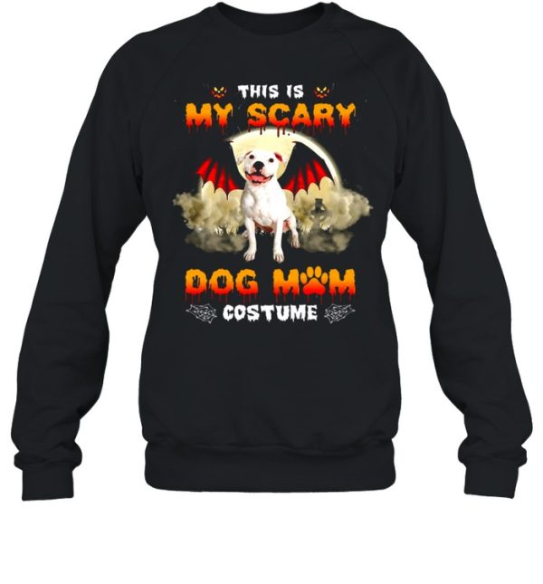 This Is My Scary Dog Mom Costume White Pitbull Halloween T-shirt