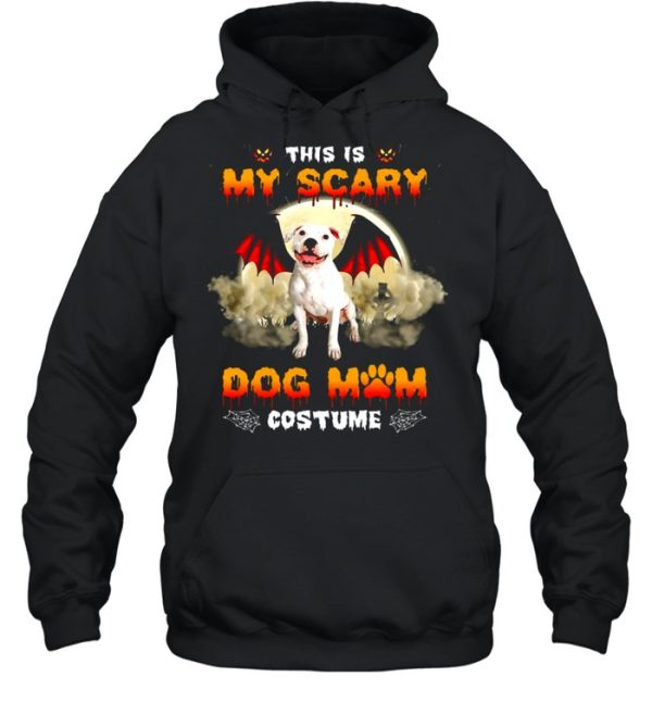 This Is My Scary Dog Mom Costume White Pitbull Halloween T-shirt