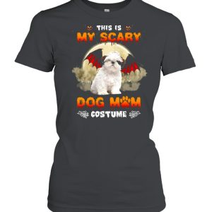 This Is My Scary Dog Mom Costume White Shih Tzu Halloween T-shirt