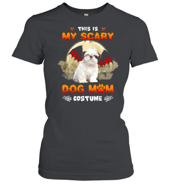 This Is My Scary Dog Mom Costume White Shih Tzu Halloween T-shirt