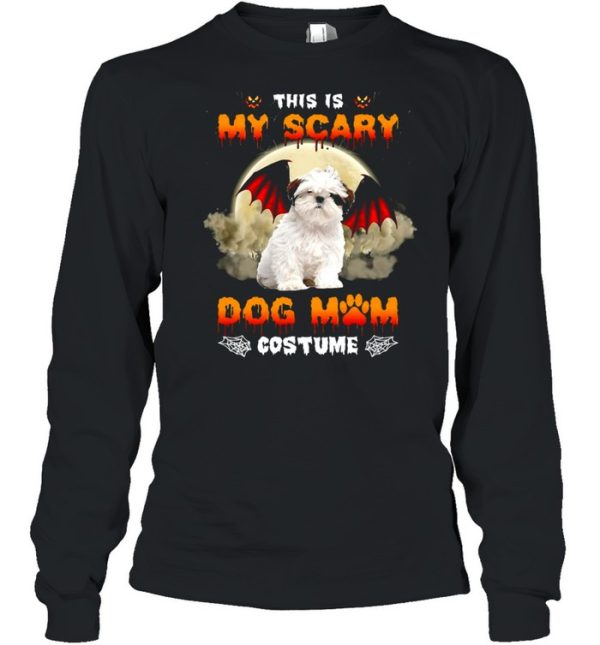 This Is My Scary Dog Mom Costume White Shih Tzu Halloween T-shirt