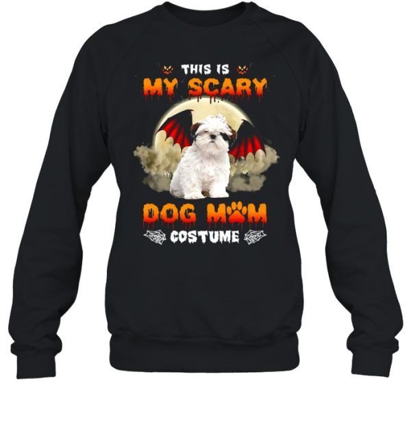 This Is My Scary Dog Mom Costume White Shih Tzu Halloween T-shirt