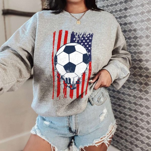 USA Flag Soccer Broken T-shirt