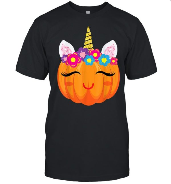 Unicorn Girls Halloween Pumpkin Patch Costume Women shirt