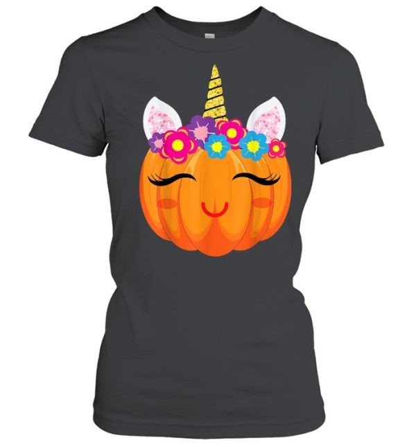 Unicorn Girls Halloween Pumpkin Patch Costume Women shirt