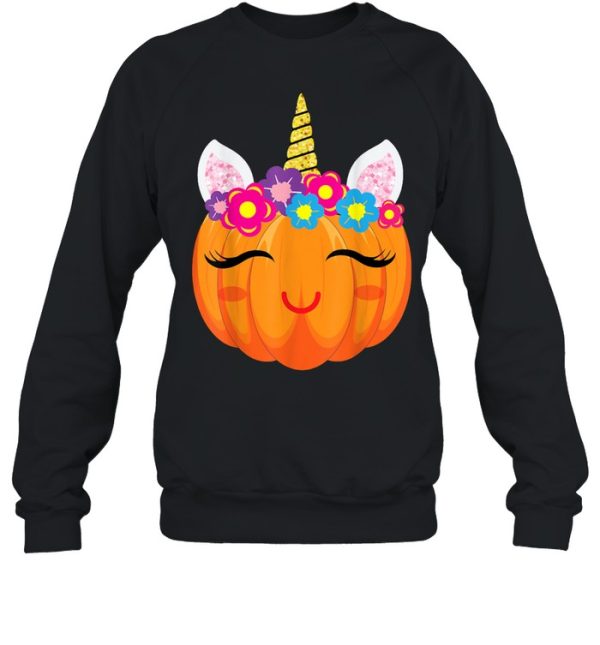 Unicorn Girls Halloween Pumpkin Patch Costume Women shirt