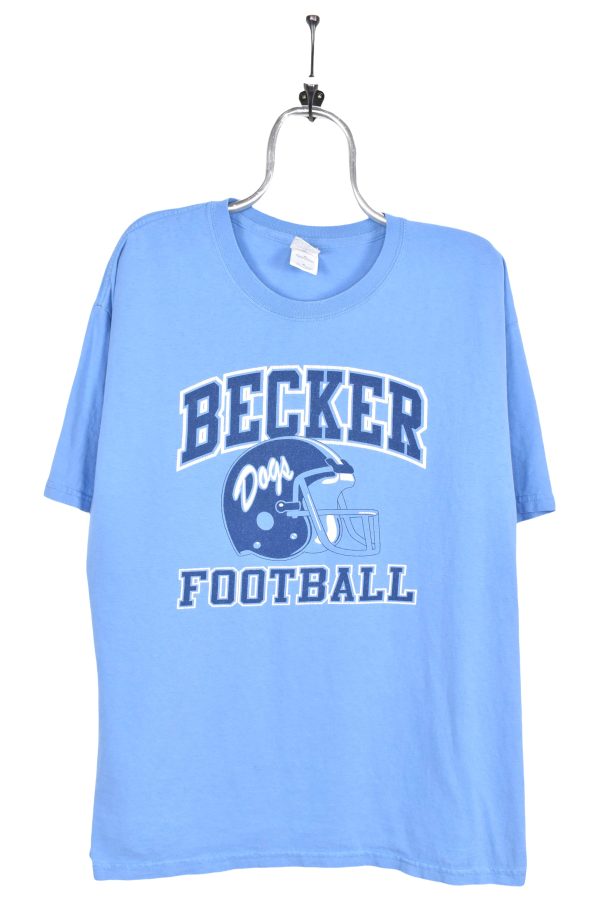 Vintage Becker football shirt, college blue graphic tee