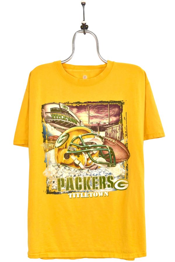 Vintage Green Bay Packers shirt, yellow NFL graphic tee