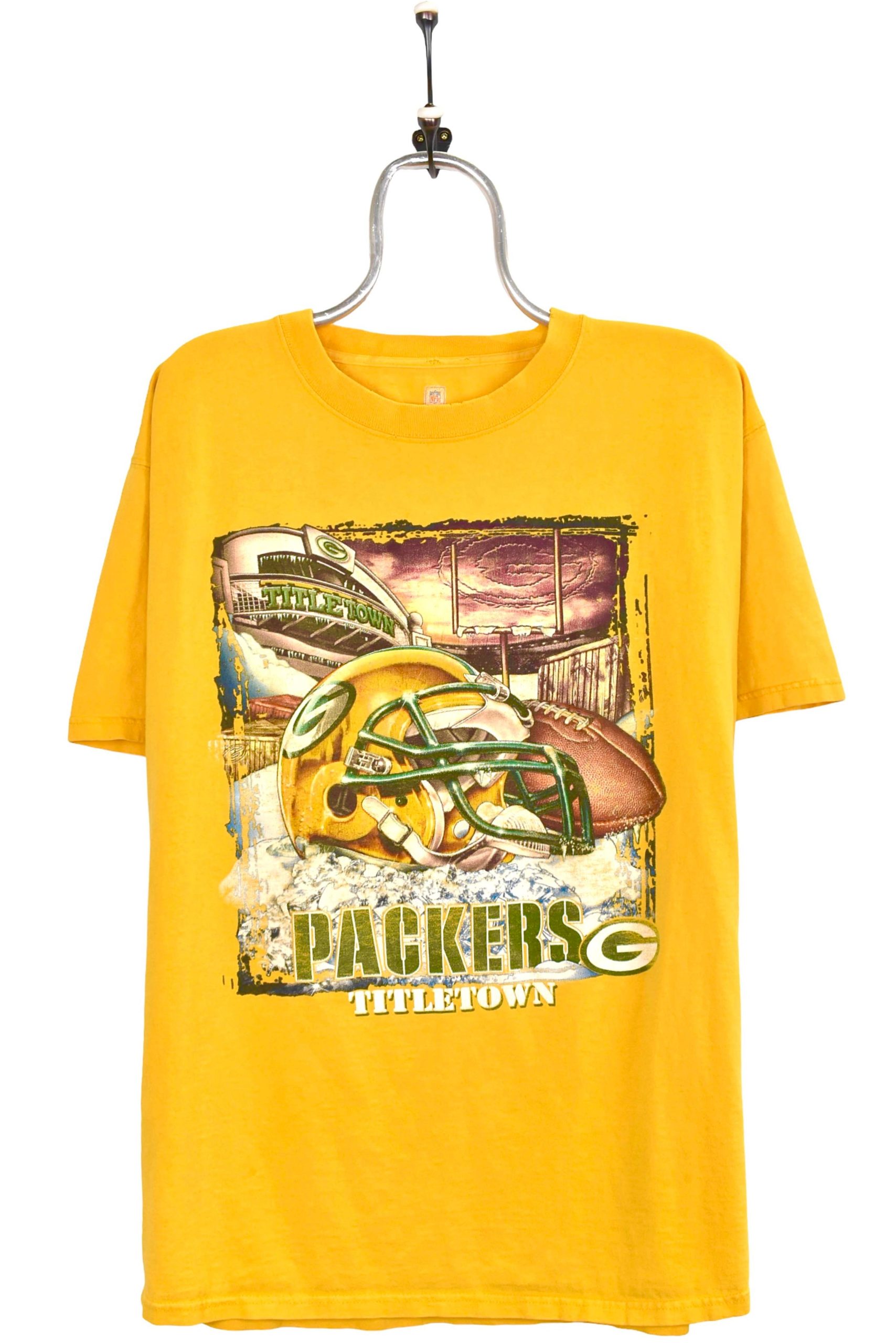Vintage Green Bay Packers Shirt, Yellow NFL Graphic Tee