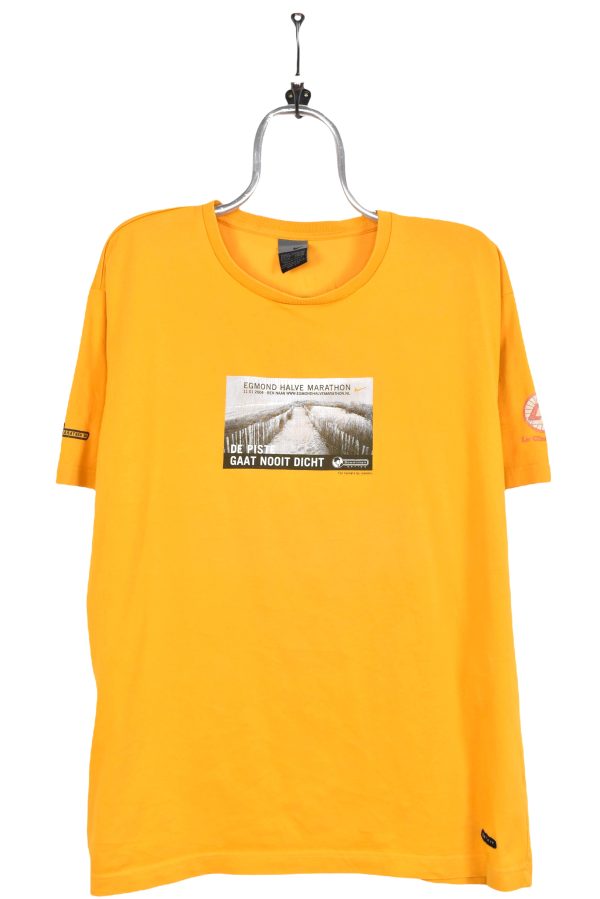 Vintage Nike shirt, Egmond marathon yellow graphic tee