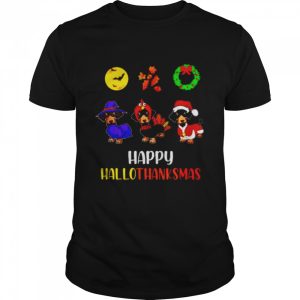 dachshund happy Hallothanksmas Halloween Thanksgiving Xmas shirt dachshund happy Hallothanksmas Halloween Thanksgiving Xmas shirt