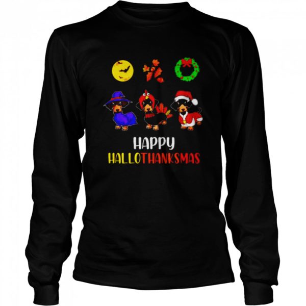 dachshund happy Hallothanksmas Halloween Thanksgiving Xmas shirt