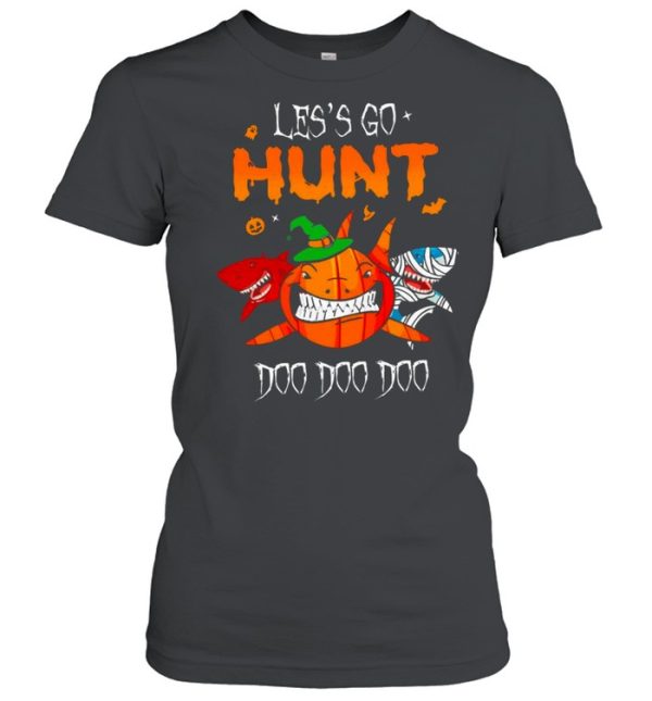 the Halloween Shark Witch Boo Pumpkin Lets go Hunt Doo Doo Doo shirt