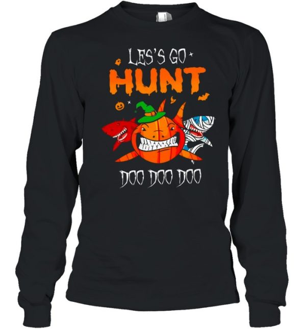 the Halloween Shark Witch Boo Pumpkin Lets go Hunt Doo Doo Doo shirt