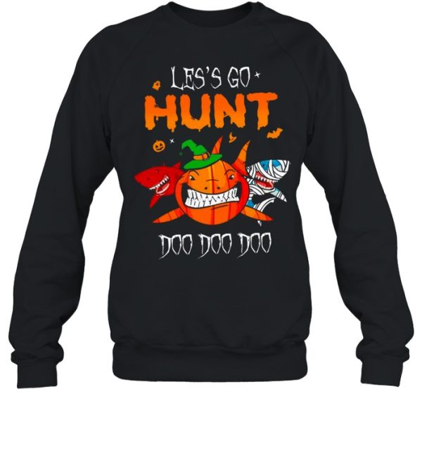 the Halloween Shark Witch Boo Pumpkin Lets go Hunt Doo Doo Doo shirt