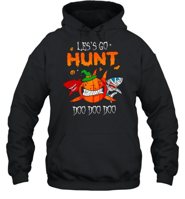 the Halloween Shark Witch Boo Pumpkin Lets go Hunt Doo Doo Doo shirt