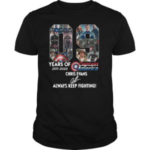 09 years of 2011 2020 captain america chris evans always keep fighting signature shirt
