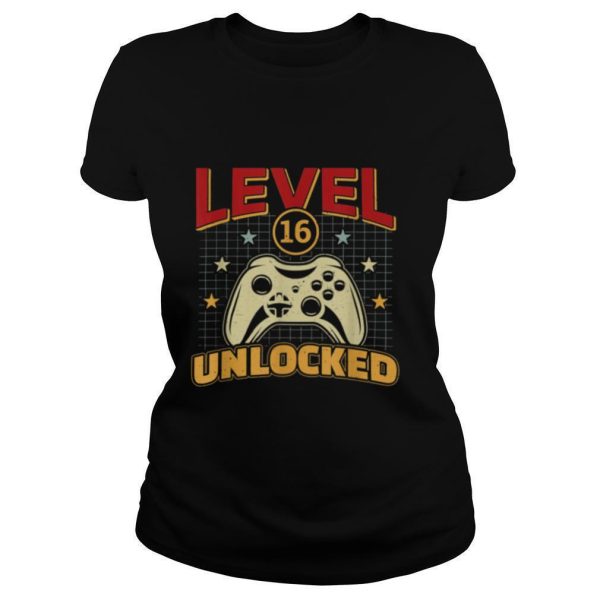 16th Birthday Level 16 Unlocked Video Gamer Game shirt