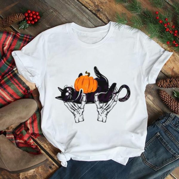 2023 Halloween Skeleton Hand Black Cat Pumpkin shirt