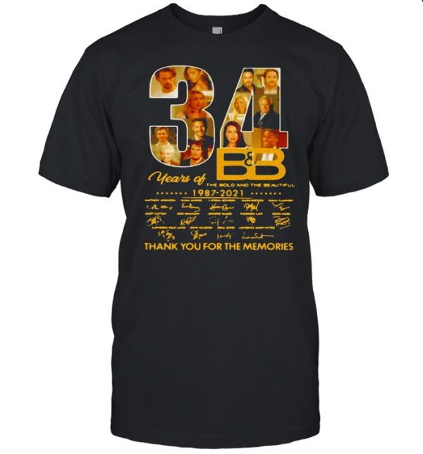 34 Years Of B&ampB The Bold And The Beautiful 1987 2021 Signatures Thank You For The Memories T-shirt