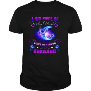 A Big piece of my heart lives in heaven husband Butterfly moon shirt