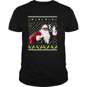 African american santa marijuana weed 420 ugly christmas shirt